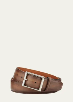 BerlutiMen's Classic Burnished Leather Belt