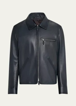 BerlutiMen's Full-Zip Leather Jacket