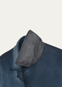 BerlutiMen's Scritto-Undercollar Leather Jacket