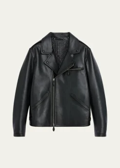 BerlutiMen's Un Jour Patina Leather Moto Jacket