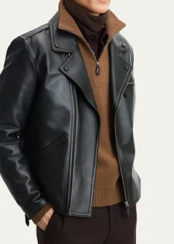 BerlutiMen's Un Jour Patina Leather Moto Jacket