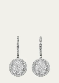 Bhansali18K White Gold 10mm Halo Drop Earrings with Diamonds