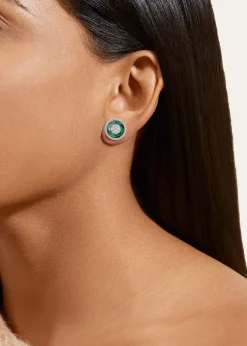Bhansali18K White Gold 10mm Halo Fusion Stud Earrings with Diamonds