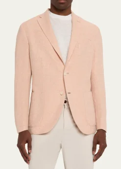 BoglioliMen's Linen and Wool Herringbone Single-Breasted Blazer