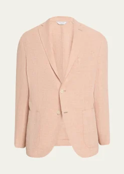 BoglioliMen's Linen and Wool Herringbone Single-Breasted Blazer