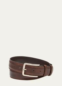 BontoniMen's 35mm Burnished Leather Belt