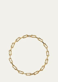 BoochierTies 18K Gold Single Diamond Pave Link Necklace