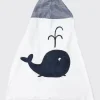 Boogie BabyHooded Whale Towel, White/Blue