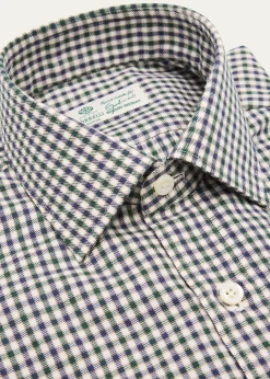 BorrelliMen's Cotton Multi-Check Point Collar Dress Shirt