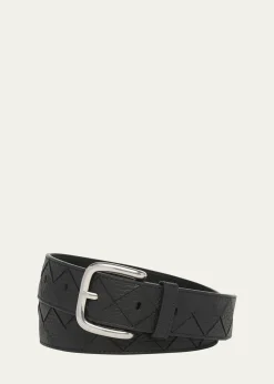 Bottega VenetaMen's Intrecciato Leather Belt