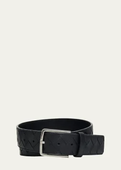 Bottega VenetaMen's Maxi-Intrecciato Leather Belt