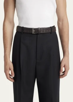 Bottega VenetaMen's Watch-Buckle Intrecciato Leather Belt