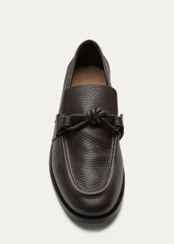 Bottega VenetaMen's Astaire Grainy Leather Knot Loafers