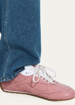 Bottega VenetaMen's Crinkle Leather Intreccio-Sole Low-Top Sneakers