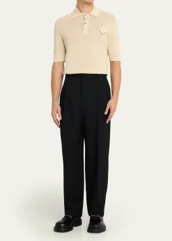 Bottega VenetaMen's Haddock Intrecciato-Collar Leather Lace-Up Boots