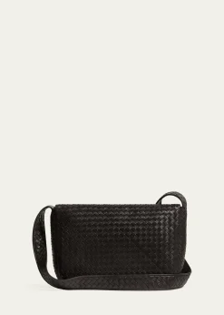 Bottega VenetaMen's Large Intrecciato Leather Flap Messenger Bag