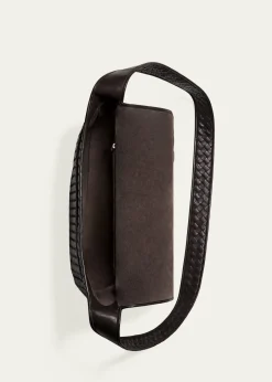 Bottega VenetaMen's Large Intrecciato Leather Flap Messenger Bag