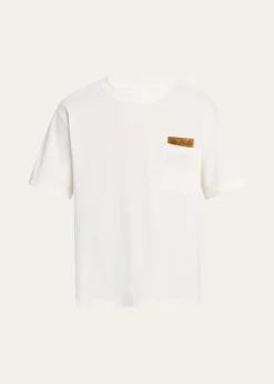 Bottega VenetaMen's Pima Cotton Jersey Intrecciato-Pocket T-Shirt
