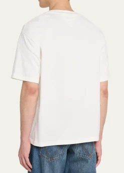 Bottega VenetaMen's Pima Cotton Jersey Intrecciato-Pocket T-Shirt