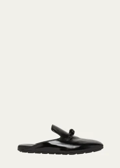 Bottega VenetaMen's Roma Shiny Leather Knot Mules