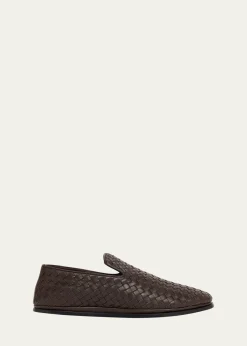 Bottega VenetaMen's Sunday Intrecciato Leather Slippers