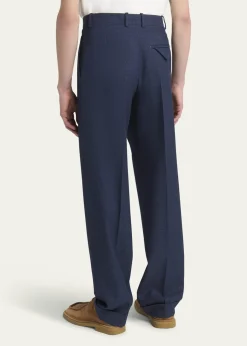 Bottega VenetaMen's Wide-Leg Melange Wool Drill Trousers