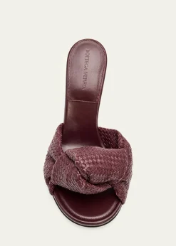 Bottega Veneta90mm Cherry Intrecciato Leather Mules