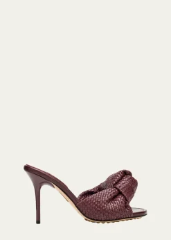 Bottega Veneta90mm Cherry Intrecciato Leather Mules