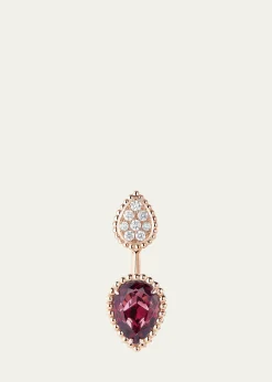 Boucheron18K Pink Gold Serpent Boheme Rhodolite and Diamond Pave Earring, Single