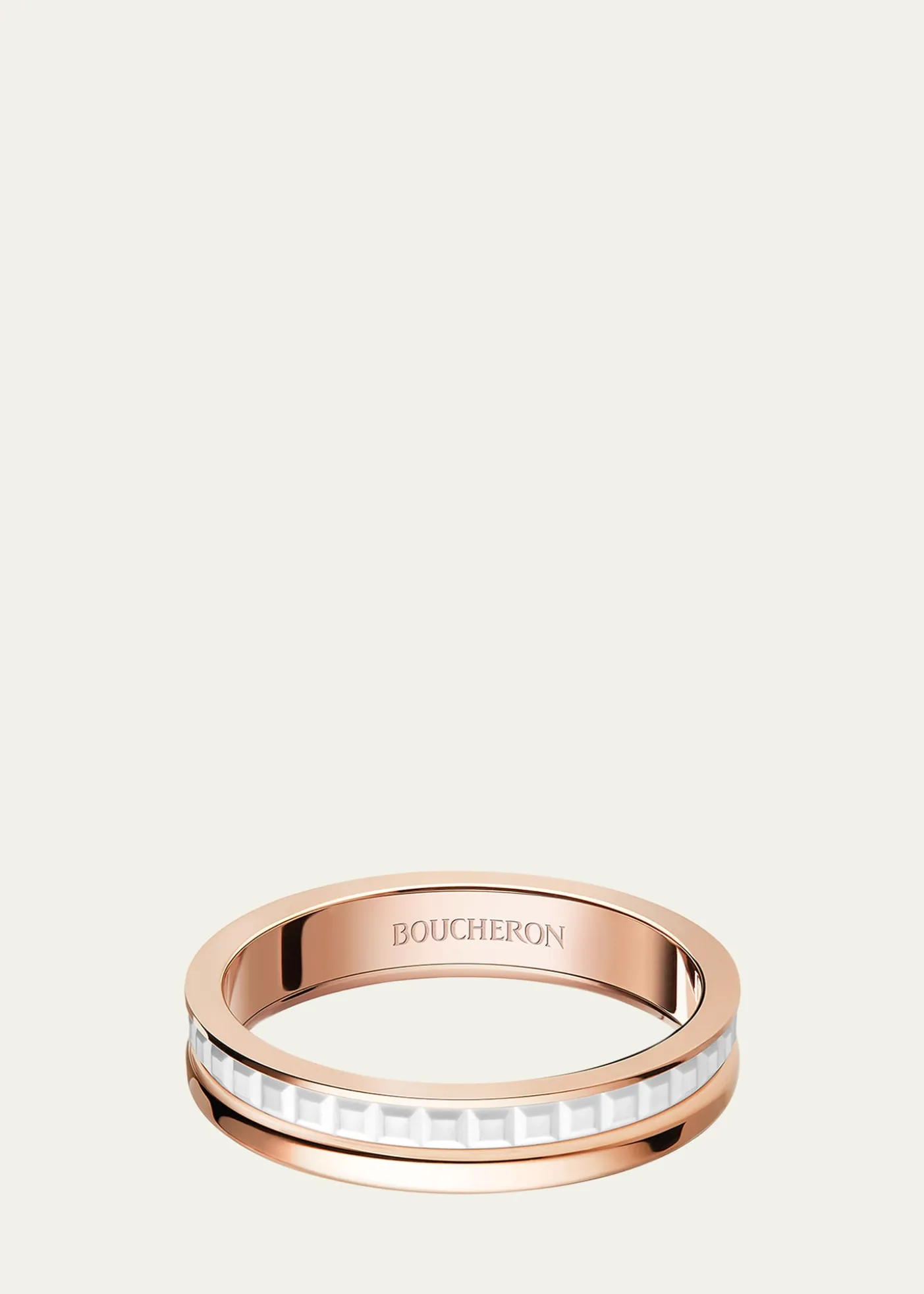 BoucheronQuatre 18K Rose Gold & Ceramic Band Ring
