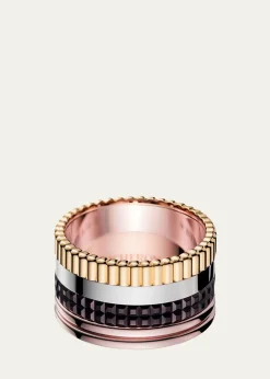 BoucheronQuatre Large Ring in Tricolor Gold with Brown PVD