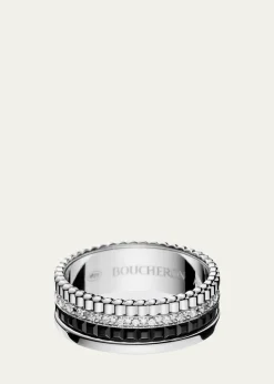 BoucheronQuatre Small Ring in White Gold with Diamonds and Black PVD