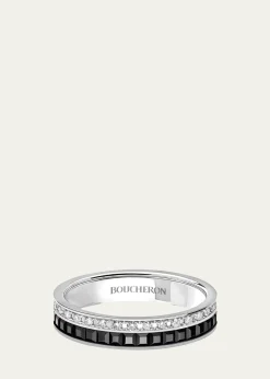 BoucheronQuatre Wedding Band in White Gold with Diamonds and Black PVD