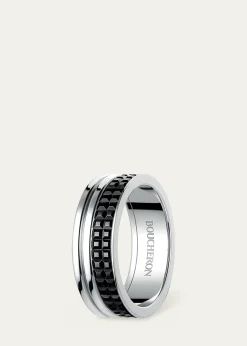 BoucheronWhite Gold Quatre Black Edition Band Ring, Large Model
