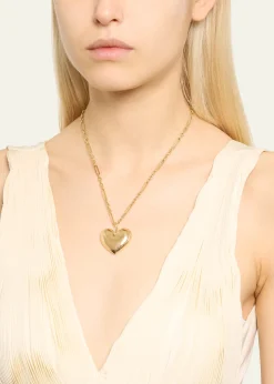 Brent NealeAll Gold Puff Heart Pendant on Chain Necklace, 18
