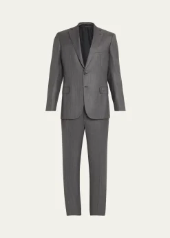 BrioniMen's Tonal Herringbone Wool-Silk Two-Piece Suit