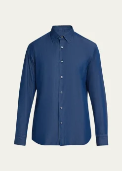 BrioniMen's Cotton Denim Casual Button-Down Shirt