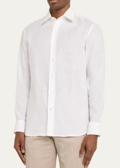 BrioniMen's Solid Linen Sport Shirt