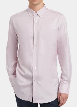 BrioniMen's Textured Cotton Button-Collar Dress Shirt