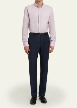 BrioniMen's Textured Cotton Button-Collar Dress Shirt