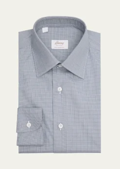 BrioniMen's Ventiquattro Cotton Micro-Plaid Dress Shirt