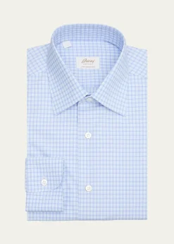 BrioniMen's Ventiquattro Cotton Micro-Plaid Dress Shirt