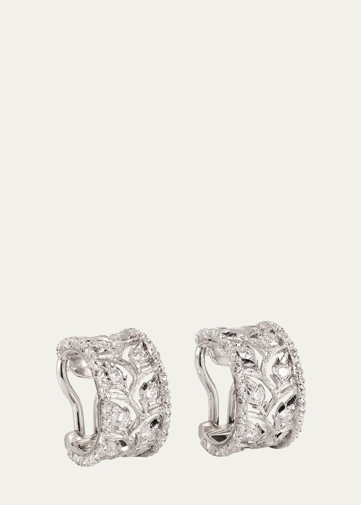 Buccellati18K Gold Ramage Half Hoop Diamond Earrings