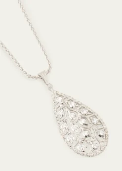 BuccellatiRamage 18K White Gold Drop Shaped Pendant Necklace with Diamonds
