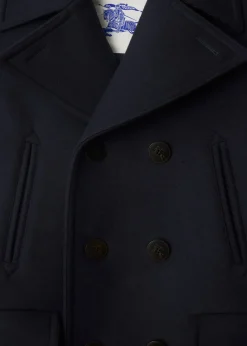 BurberryMen's Wool Check-Undercollar Pea Coat