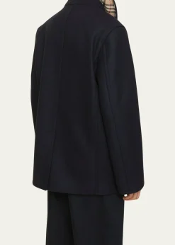 BurberryMen's Wool Check-Undercollar Pea Coat