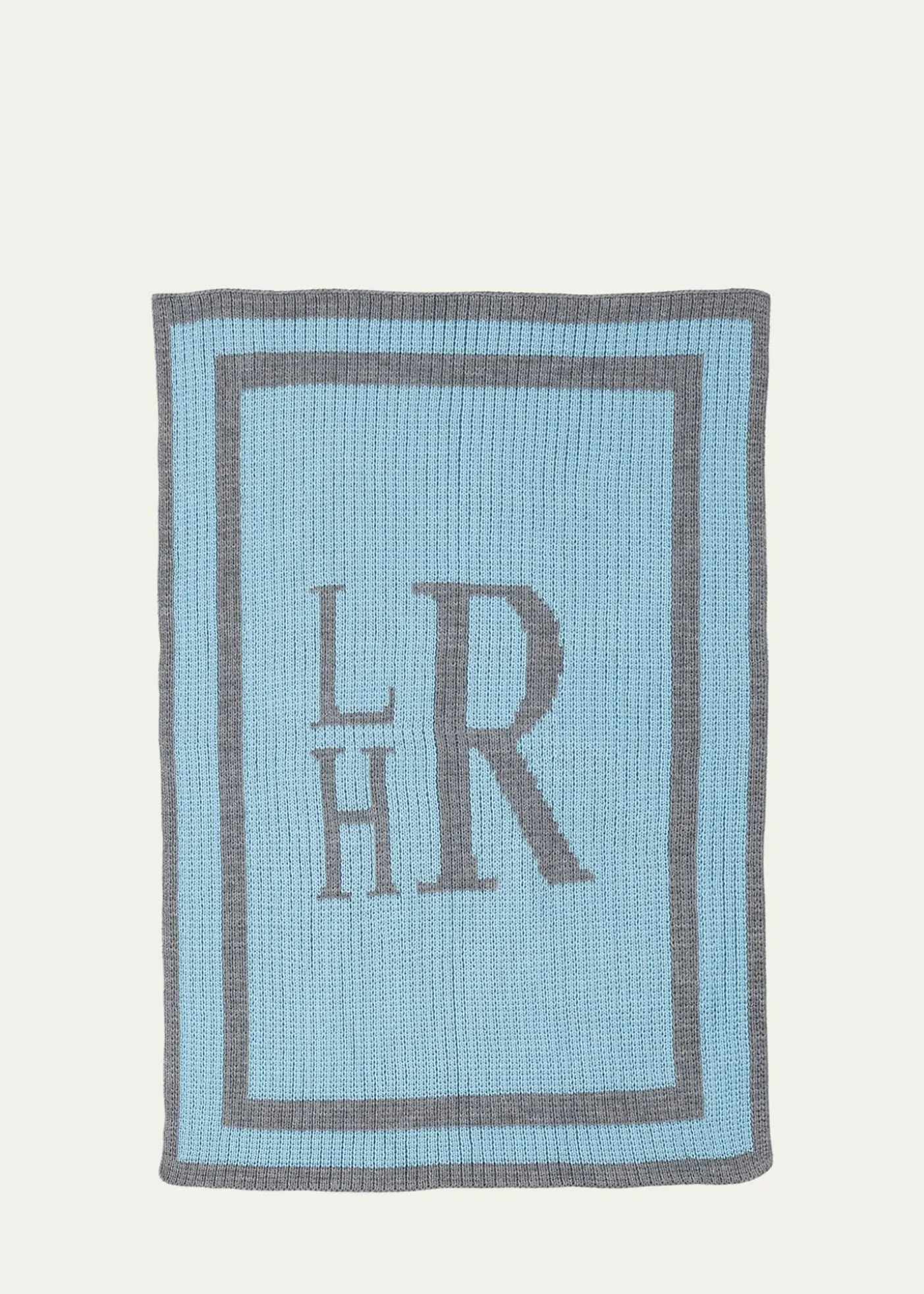 Butterscotch BlankeesMonogrammed Knit Striped-Trim Baby Blanket, Light Blue