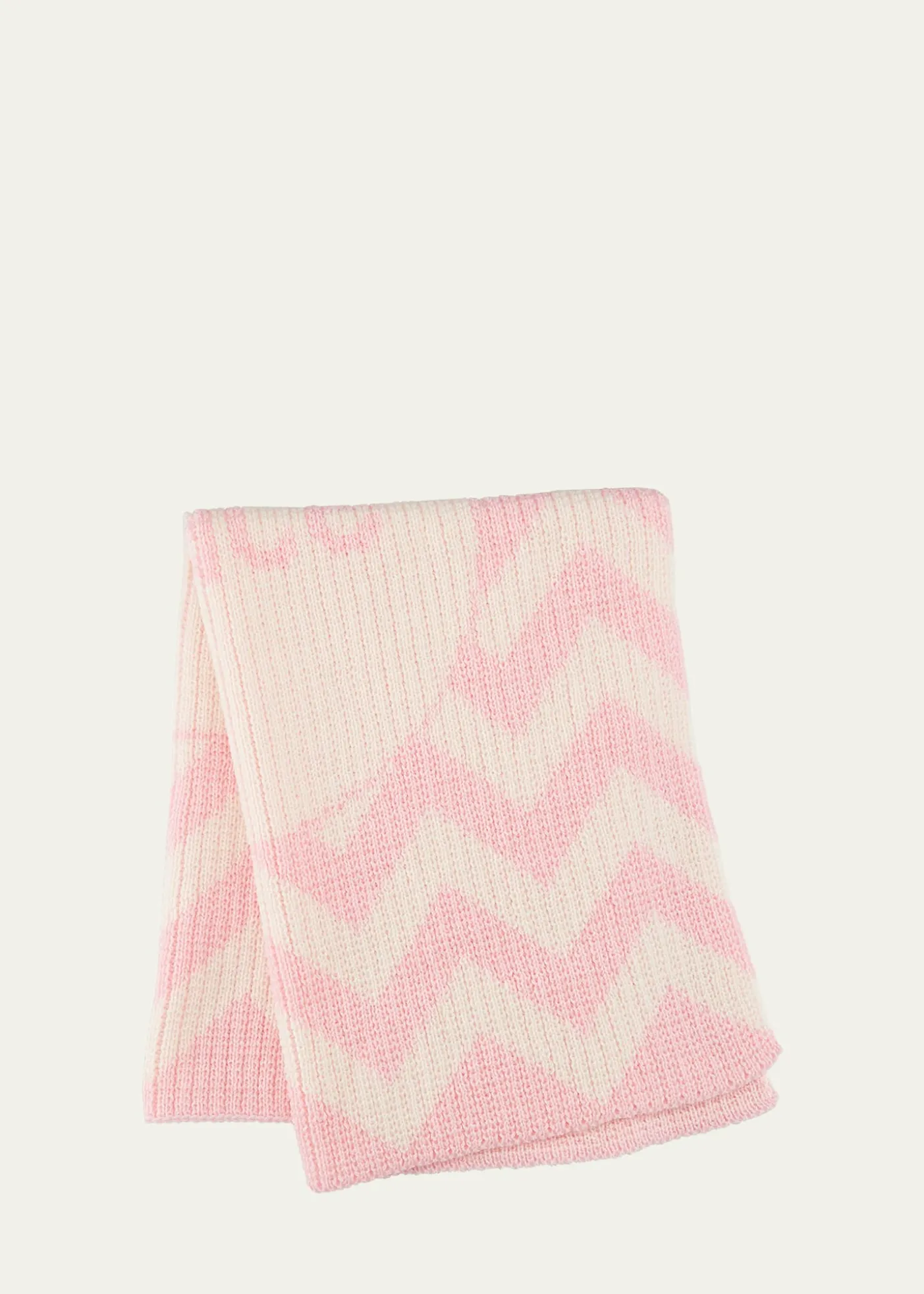 Butterscotch BlankeesPersonalized Ribbed Chevron-Knit Baby Blanket, Light Pink