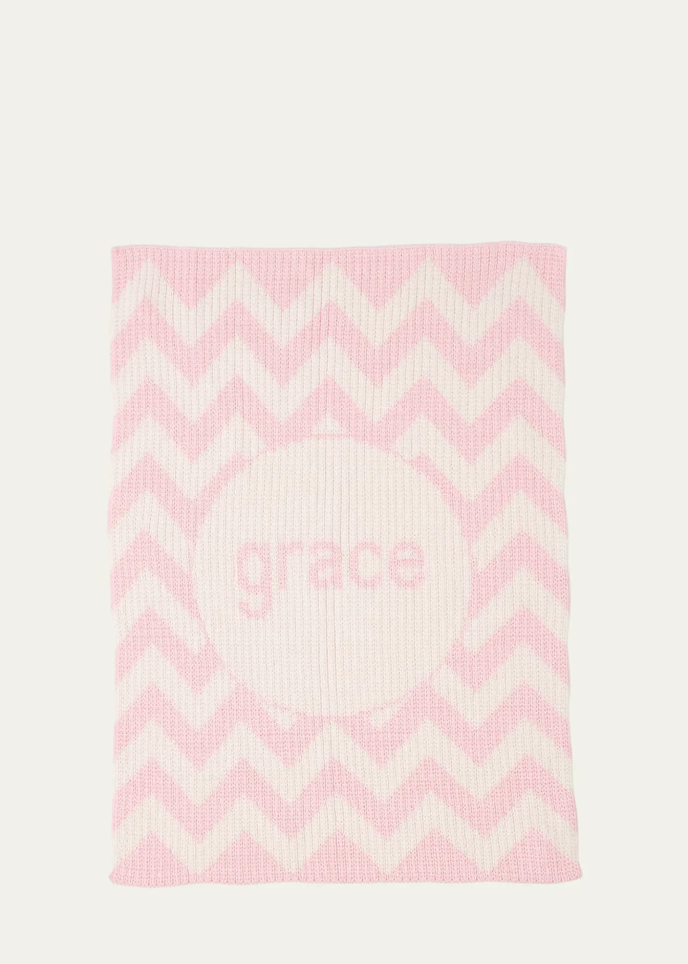 Butterscotch BlankeesPersonalized Ribbed Chevron-Knit Baby Blanket, Light Pink