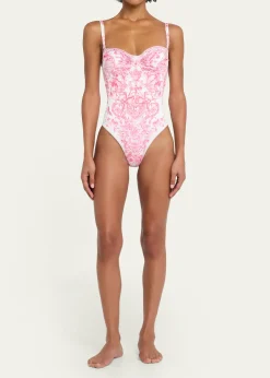 CamillaLivin La Vida Rosa Ruched Underwire One-Piece Swimsuit